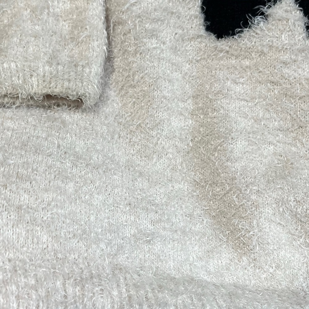Love by Design Eyelash Knit Fuzzy Cozy Tiger Face Sweater Beige/Black Sz 2X - Picture 4 of 9